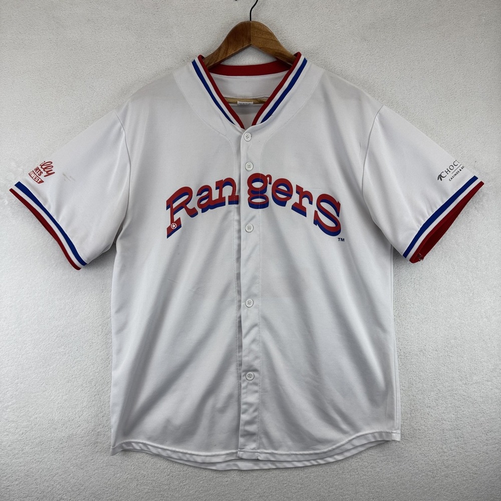Texas Rangers Jersey Mens XL White Red Blue MLB Baseball Jenkins 31‎ Button
